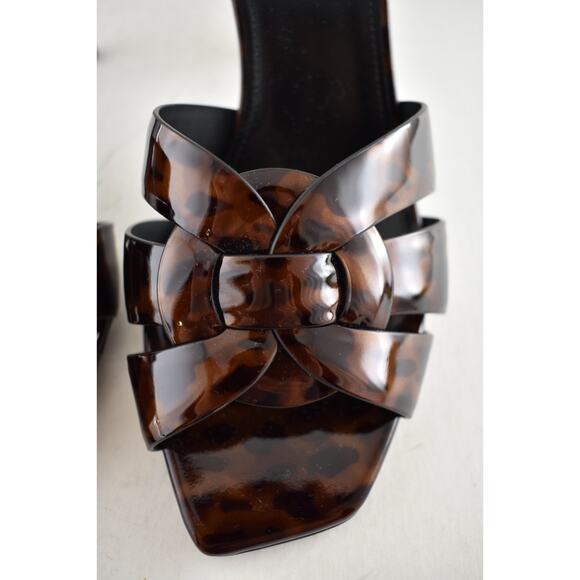 Saint Laurent Tribute 85 Mule Sandal Brown Patent Leather Backless Heel 40.5 - Picture 11 of 16
